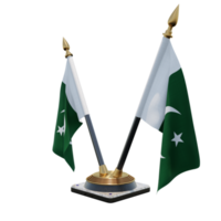 Pakistan 3d illustratie dubbele v bureau vlag staan png