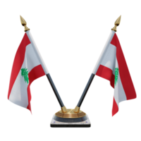 libanon 3d illustration dubbel- v skrivbord flagga stå png