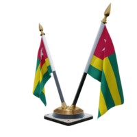 togo illustration 3d double v support de drapeau de bureau png