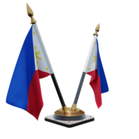filipinas ilustração 3d duplo v suporte de bandeira de mesa png