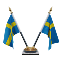 Sverige 3d illustration dubbel- v skrivbord flagga stå png