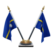 Nauru 3d illustration Double V Desk Flag Stand png