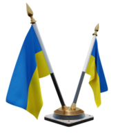 Oekraïne 3d illustratie dubbele v bureau vlag staan png