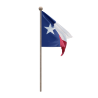 texas 3d illustration flagga på Pol. trä flaggstång png