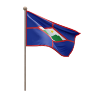 bandeira de ilustração 3d sint eustatius no poste. mastro de madeira png