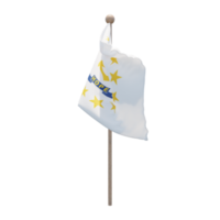 rhode island bandeira de ilustração 3d no poste. mastro de madeira png