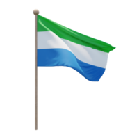 sierra leone 3d illustration flagga på Pol. trä flaggstång png