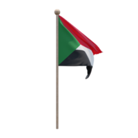 bandera de ilustración 3d de sudán en el poste. asta de bandera de madera png