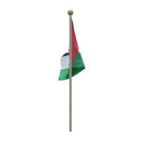 Sahrawi Arab Democratic Republic 3d illustration flag on pole. Wood flagpole png