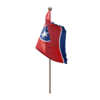 Tennessee 3d illustration flag on pole. Wood flagpole png