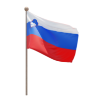bandeira de ilustração 3d da eslovênia no poste. mastro de madeira png