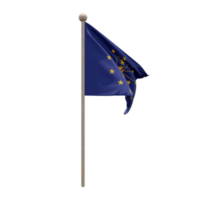 Indiana 3D-Darstellung Flagge auf der Stange. Fahnenmast aus Holz png