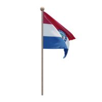 Missouri 3D-Darstellung Flagge auf der Stange. Fahnenmast aus Holz png