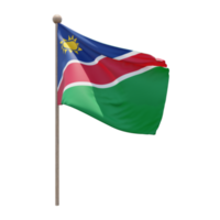 bandeira de ilustração 3d da namíbia no poste. mastro de madeira png