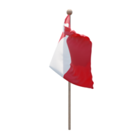 Peru 3d illustration flag on pole. Wood flagpole png