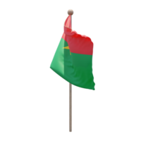 Burkina Faso 3d illustration flag on pole. Wood flagpole png