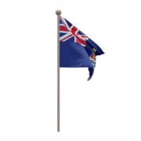 Bandeira de ilustração 3d das Ilhas Cayman no poste. mastro de madeira png