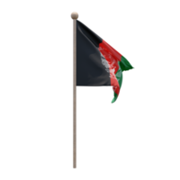 Afghanistan 3d illustration flag on pole. Wood flagpole png