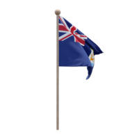 Anguilla 3d illustration flag on pole. Wood flagpole png