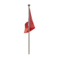 Hong Kong 3d illustration flag on pole. Wood flagpole png