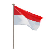 Indonesië 3d illustratie vlag Aan pool. hout vlaggenmast png