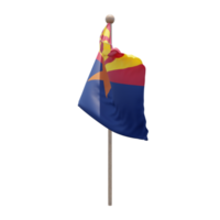 Arizona 3d illustration flag on pole. Wood flagpole png