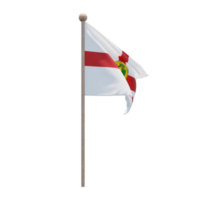 Alderney 3D-Darstellung Flagge auf der Stange. Fahnenmast aus Holz png