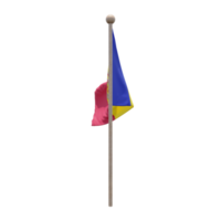 andorra 3d illustration flagga på Pol. trä flaggstång png