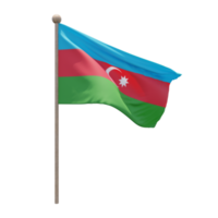 Azerbeidzjan 3d illustratie vlag Aan pool. hout vlaggenmast png