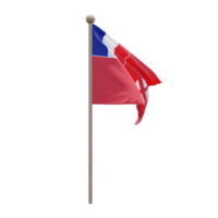 Wallis and Futuna 3d illustration flag on pole. Wood flagpole png