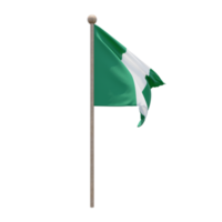 nigeria 3d ilustración bandera en el poste. asta de bandera de madera png