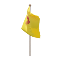 New Mexico 3D-Darstellung Flagge auf der Stange. Fahnenmast aus Holz png
