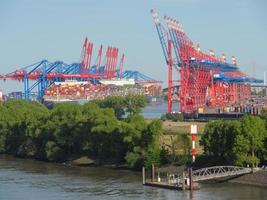 hamburg,germany,2022-the port of Hamburg and the river elbe photo