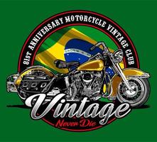 classic motorcycle with flag vector