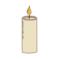 Wax or paraffin aromatic candle. Home aromatherapy, home decoration, holiday decorative element. Vector illustration in hand drawn style