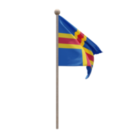 ett land 3d illustration flagga på Pol. trä flaggstång png