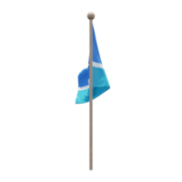 drapeau d'illustration 3d des îles intermédiaires sur le poteau. mât en bois png