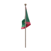 mauritanie drapeau d'illustration 3d sur poteau. mât en bois png