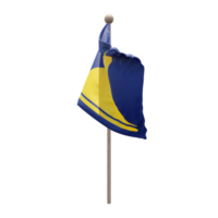 Tokelau 3d illustration flag on pole. Wood flagpole png