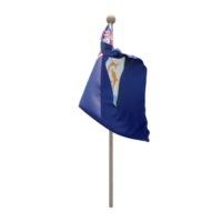 Anguilla 3d illustration flag on pole. Wood flagpole png