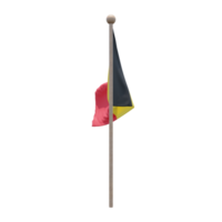 Belgium 3d illustration flag on pole. Wood flagpole png