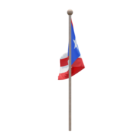 puerto rico 3d illustration flagga på Pol. trä flaggstång png