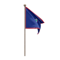 Guam 3d illustration flag on pole. Wood flagpole png