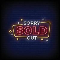 Neon Sign sorry sold out with Brick Wall Background vector