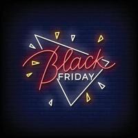 Neon Sign black friday with Brick Wall Background vector