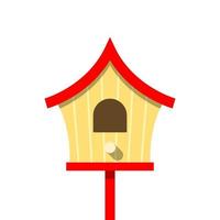 wooden red bird house illustration vector