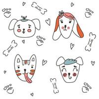 Cute dogs doodle vector set