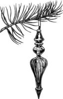 An icicle toy for a Christmas tree. Sketch christmas baubles. Decoration isolated elements. Doodles and sketches vector illustration