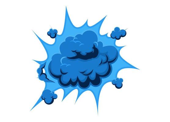 Blue explosion element illustration for comic, poster, book, painting, drawing, background. Bomb effect. Vector eps 10