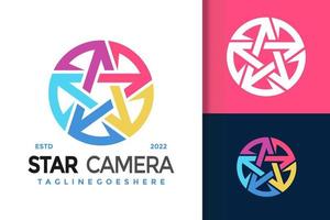 diseño de logotipo de obturador de cámara estrella, vector de logotipos de identidad de marca, logotipo moderno, plantilla de ilustración vectorial de diseños de logotipo